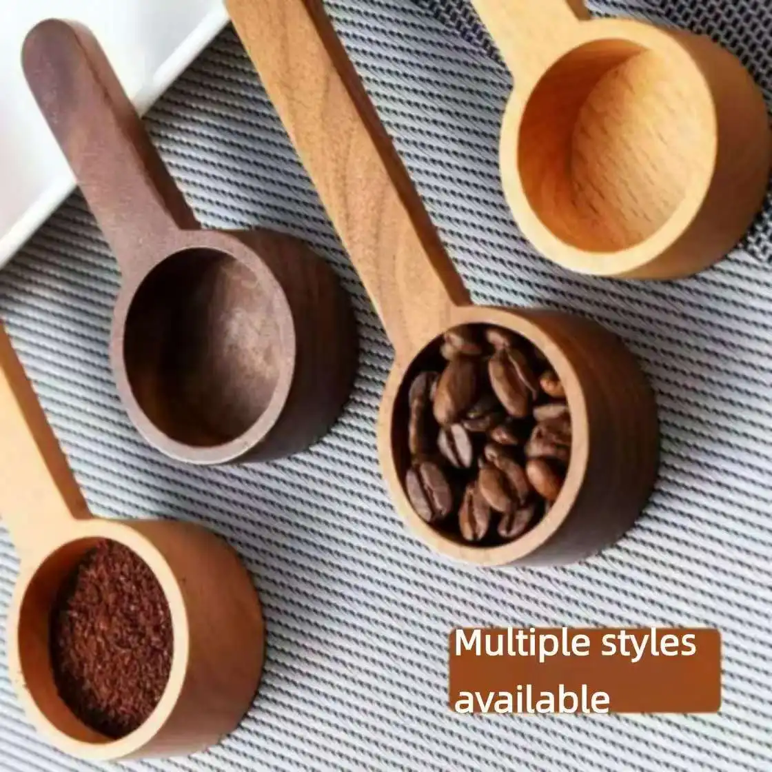 Black Walnut Spoon Coffee Measuring Spoon Long and Short Handle Wooden Spoon Fruit Powder Spoon Solid Wood Coffee Powder