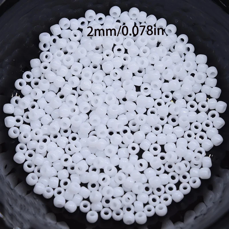 1000pcs/bag 2mm Glass Seed Acrylic Bead Charms, Round Loose Spacer Beads For Jewelry Making Diy Bracelet Earrings