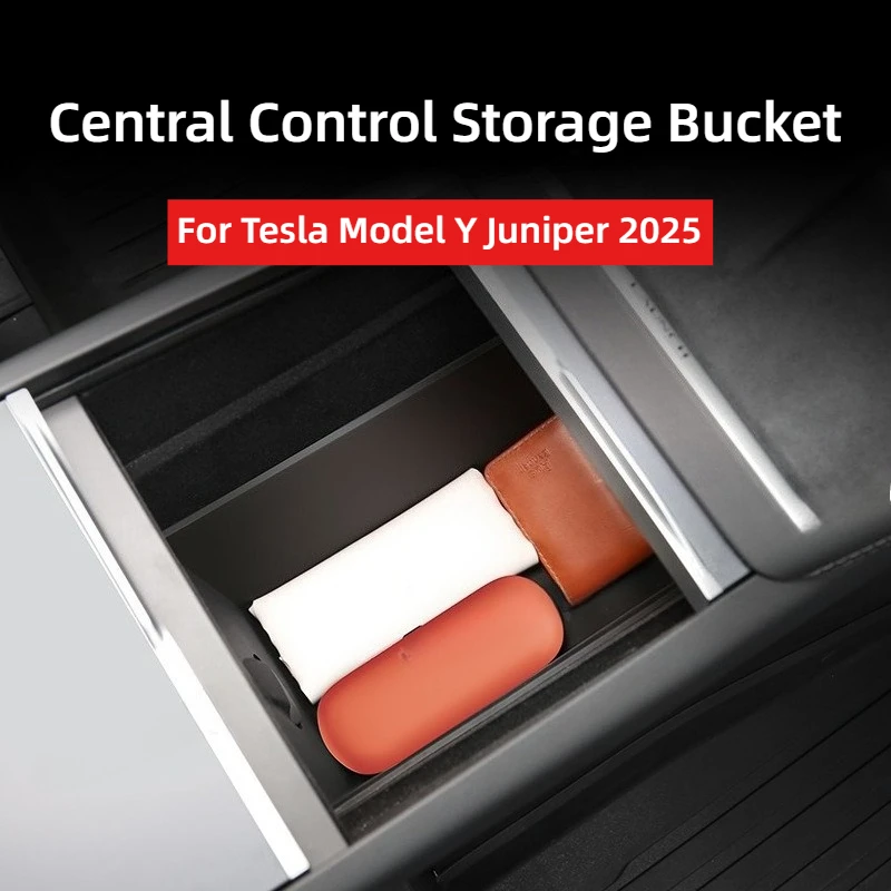 

For Tesla Model Y Juniper 2025 Central Control Storage Box Silicone Center Console Armrests Box Lower Storage Bucket Accessories