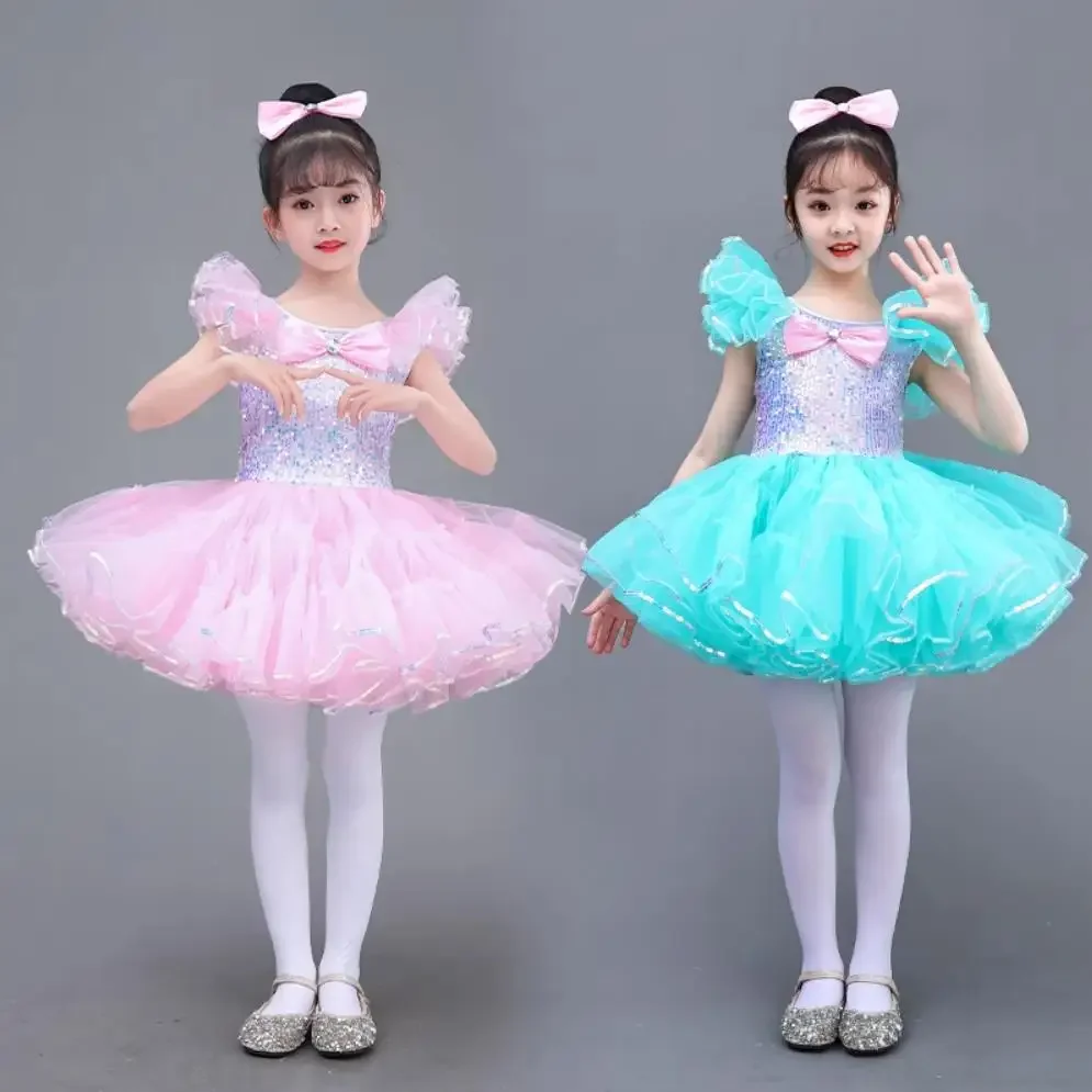 

Children Sequin Ballet Skirt Performance Costume Girls Kids Tutu Skirts Sequined Ballet Dress Modern Belly Dance Wear Ballerina