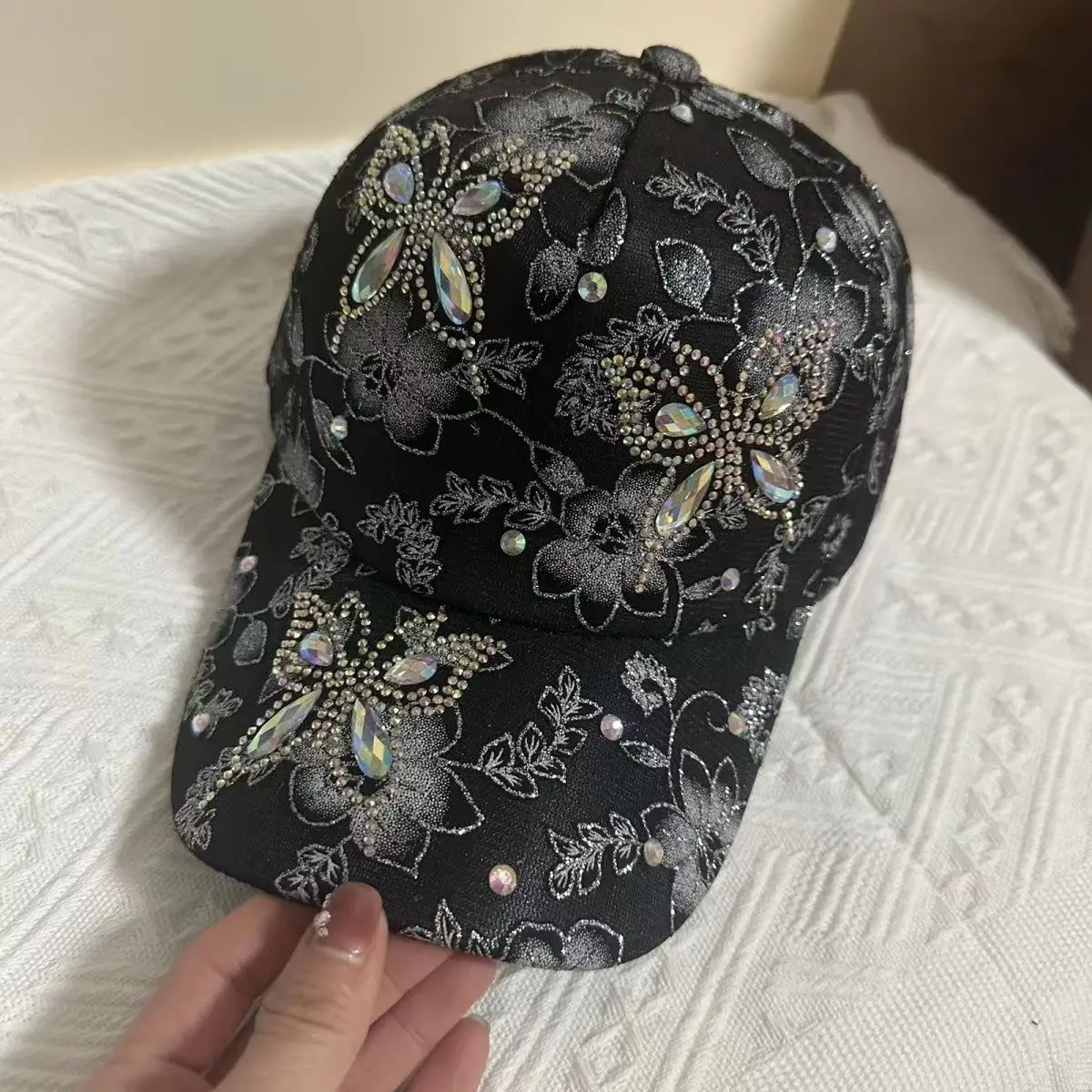 

Fashion Lace Flower Cap Summer Shade High Top All Women Sun Hat Four Seasons Can Wear Outdoor Street Bat Casual Baseball Caps