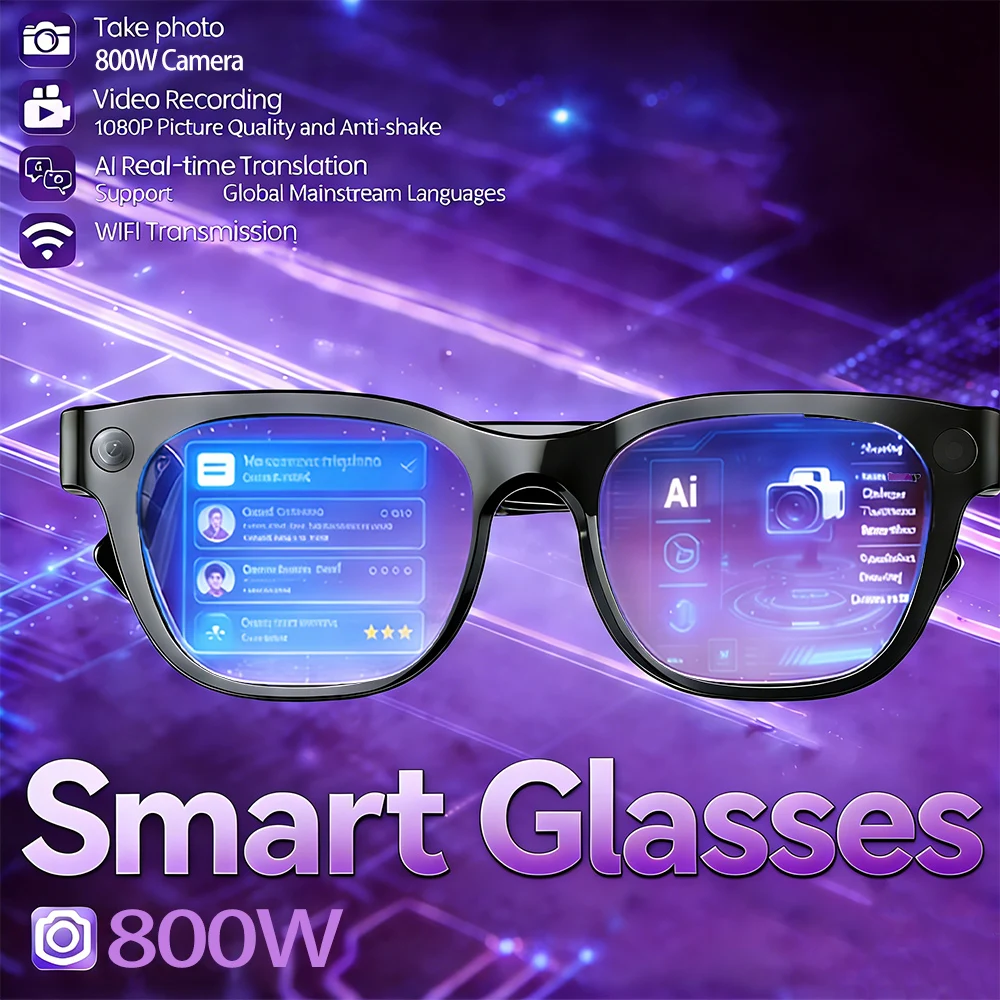 

New 8 Million Pixels AI Smart Glasses Men Camera Video Recording Call AI Translation Voice Assistant Music Women Sunglasses 2026