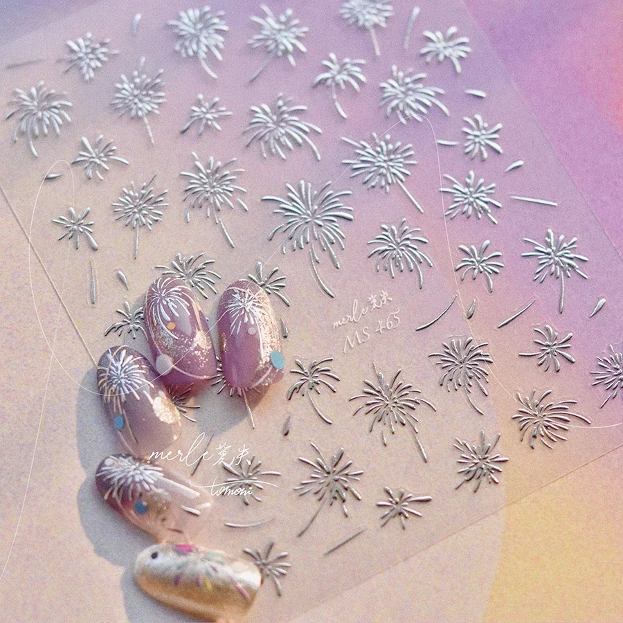 Gold Silver Shell Light Firework Winter Snowflake 5D Embossed Relief Self Adhesive Nail Art Decoration Sticker 3D Manicure Decal