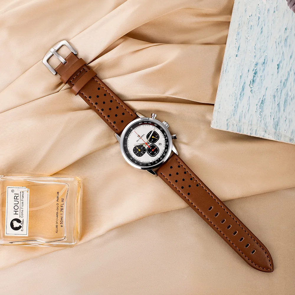 Hot Sale Couple Watch Luminous Chronograph Quartz Leather Multifunctional Sports with Qualification