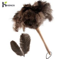 Ostrich Feather Duster Reusable Feathers Duster With Wood Handle Cleaning Tools Household Car Dust Brush Cleaner Dust Accessorie