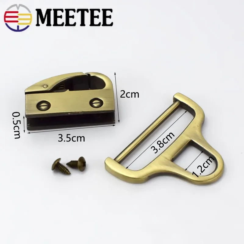 2/4sets Meetee Metal Bag Side Clip Buckles for Handbag Strap Belt Clasp Screw Hook Connector Bags Hanger Hardware Accessories