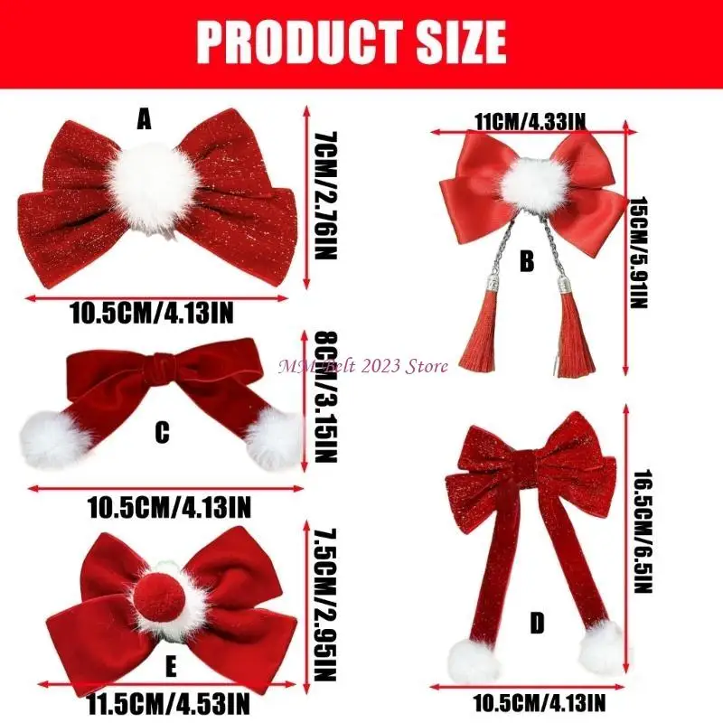 49ME Elegant Hairpin Sweet New Year Barrette Pompoms Bowknot 2000s Bunches