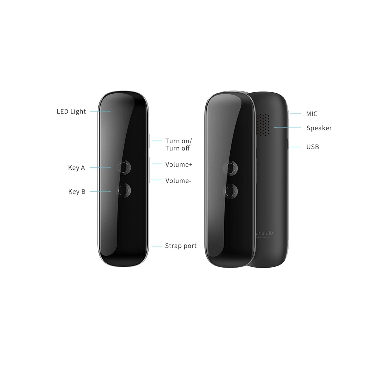 G5 Voice Translator 137 Languages Instant Translate Mini Wireless 2 Way Real Time Translator Bluetooth Device Black