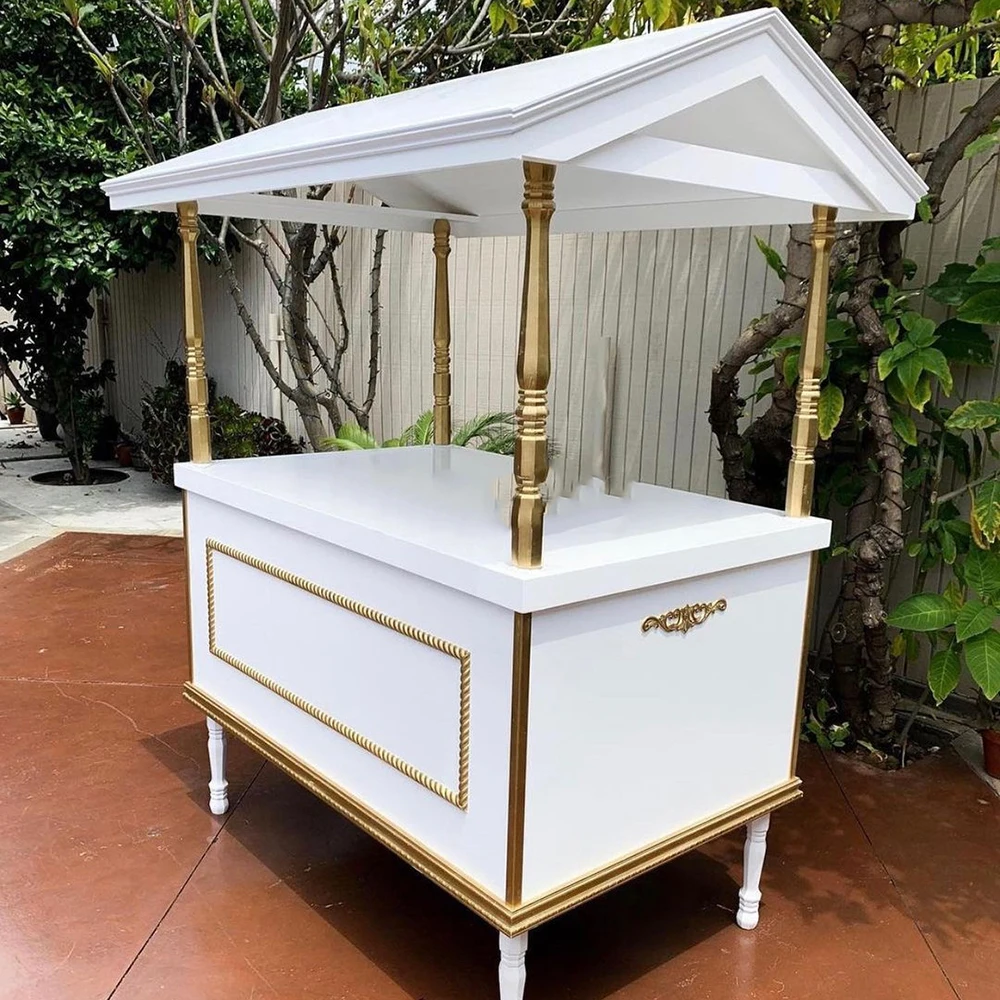 Luxury White With Wheels Decorative Food Candy Cart Acrylic pvc Wedding Party Dessert Sweet Cart