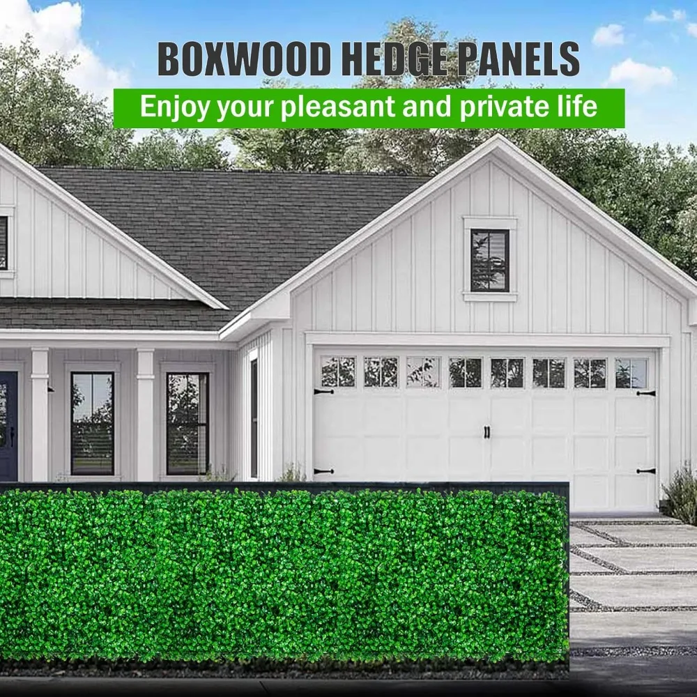 24PCS Boxwood Panels, 24x16 Artificial Boxwood Hedge Panels, Grass Wall Panels, UV Protected Suitable for Garden, Fence.
