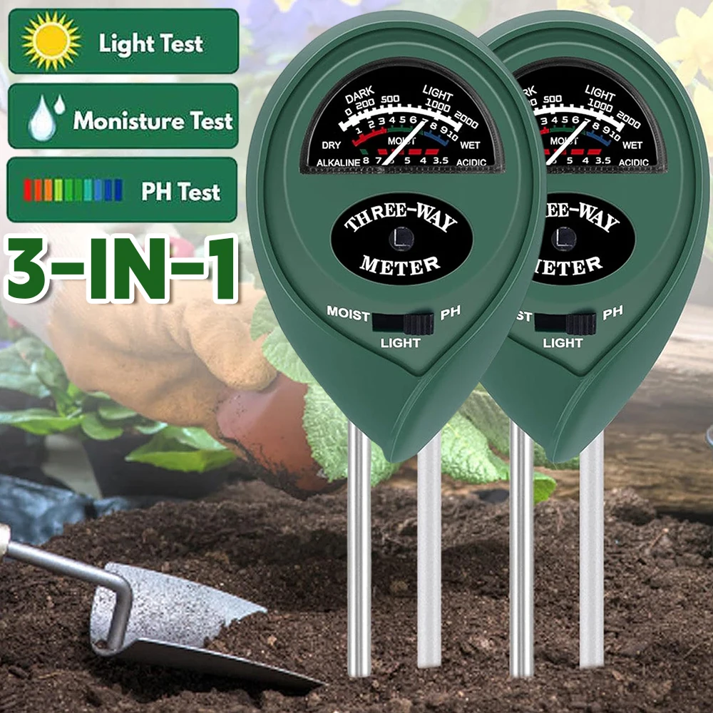 

3 in 1 Soil PH Meter Sunlight PH Acidity Moisture Tester Soil Moisture Sensor Meter Monitor Detector Outdoor Garden Flower Plant