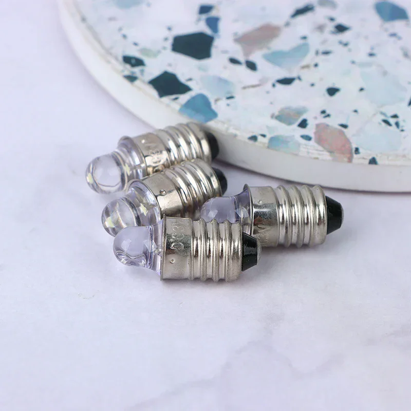2pcs E10 Led Flashlight Bulb DC 3V 6V Instrument Bulb Indicator Lamp Replacement Torch Bulb Bike Lamp Warm White White
