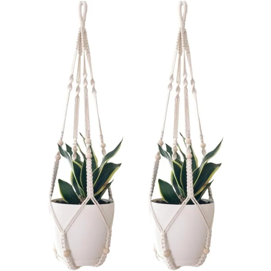 

Macrame Plant Hanger for 510 Inch Pot White Large Long Indoor Wall Window Crochet Hanging Plant Holder Outdoor Boho Home Dr Bas