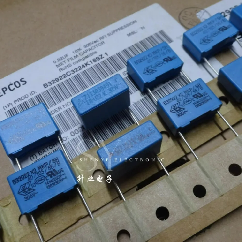 20PCS EPCOS 0.22 uf/305vAC 220nf u22 224 ยี่ห้อใหม่ 10% ตัวเก็บประจุฟิล์ม 15 มม.B32922C3224K