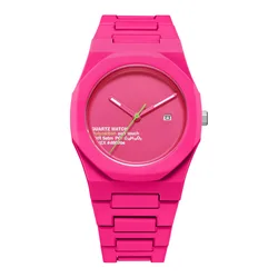 Fashionable Candy Colored Calendar, Waterproof Plastic Quartz Watch for Women's Leisure, Lightweight Sports Clock Gift for Men