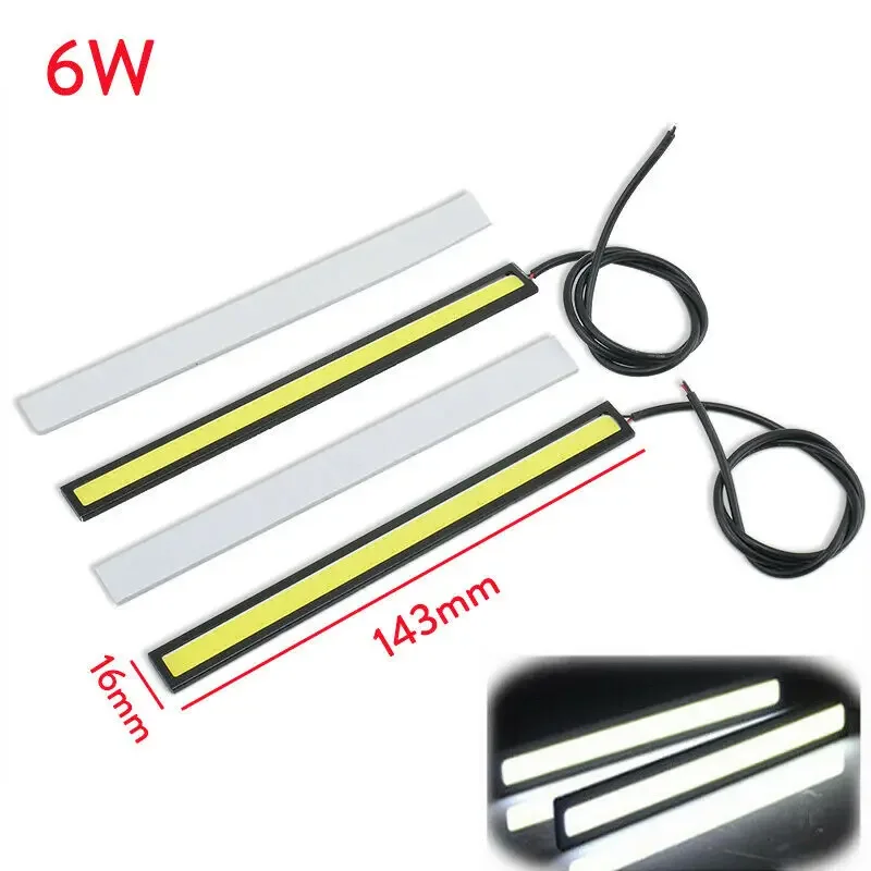 Ultra Thin Bright LED COB Strip DRL Lamp Day Time Running Driving Lamp for Auto Car Side Light Fog Light Waterproof DC 12V