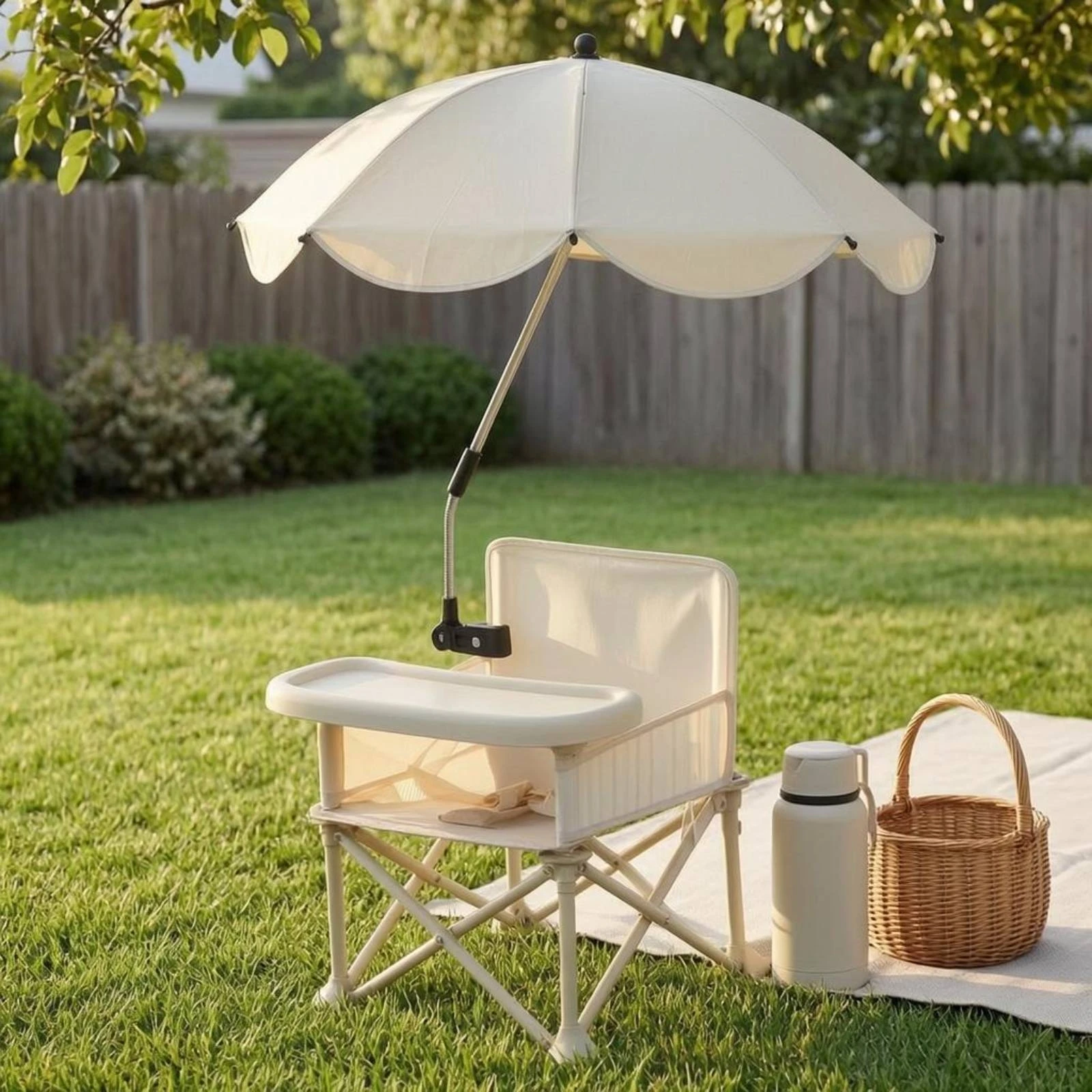 Portable Folding High Chair Detachable Canopy Folding Kids Dining Chair Travel Baby Seat Adjustable Pole Child Seating
