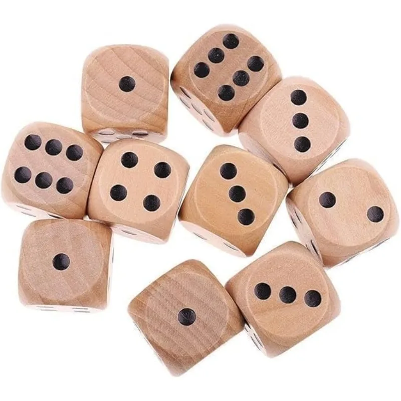 

10pcs Wooden Dice Set, 6-side Adult Game Dice, Standard Dice, Practical and Fun Party Essential Props, Bar Entertainment Venue