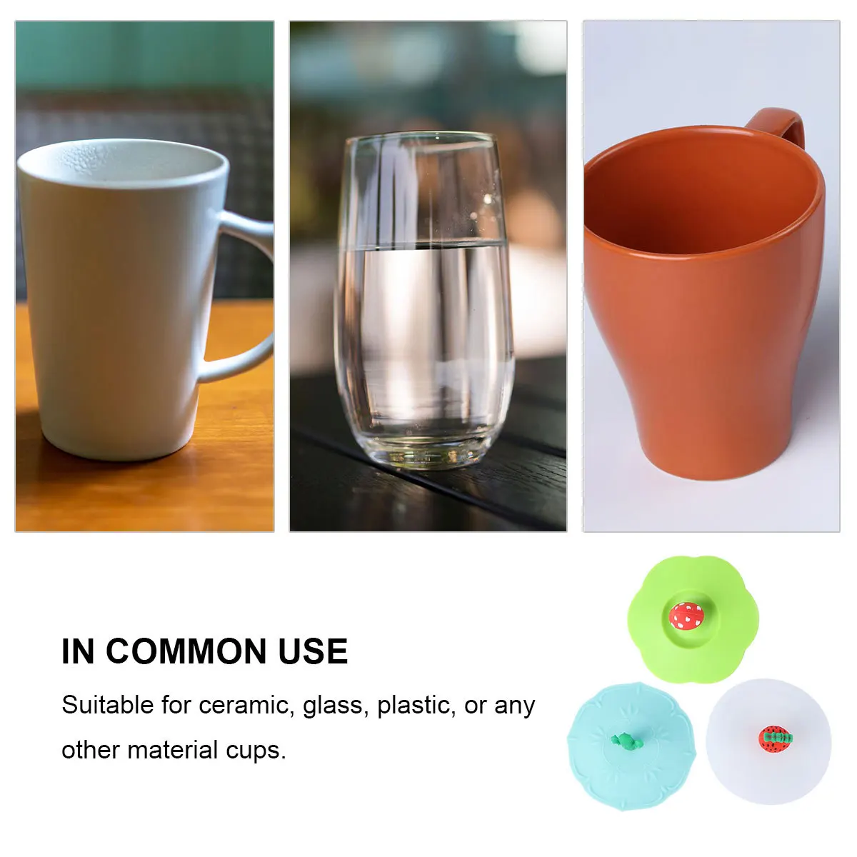 

3Pcs Cartoon Silicone Cup Lids Sealed Anti-Dust Drink Covers Green Plum Red Mushroom Transparent Rose Cactus Strawberry Keep