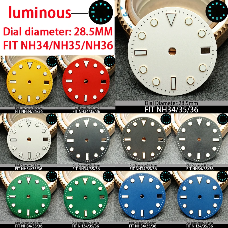 28.5MM Diameter Single Calendar Sterile Watch Dial Modified Dials for NH35/NH36 Movement Accessories Watch Parts For Wristwatch