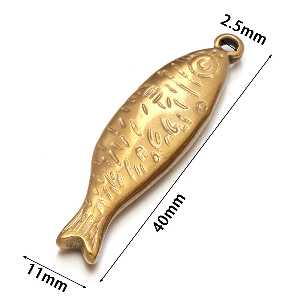 Cute Fish Charms Gold Rhodium Color Ocean Stainless Steel Metal Fish Pendant Necklace Keychain Rust Proof Plated Trendy Jewelry