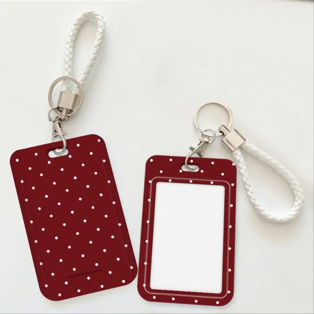 Red Polka Dots Love ID Card Holder White Plastic Shell For Doctor Nurse Student Bus Bank Credit Card Holiday Gift