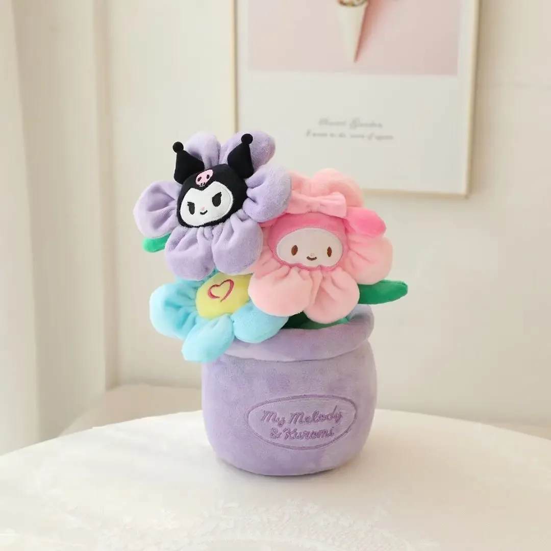 Sanrio Kuromi My Melody Blumentopf Plüschtier Schöne Heimdekoration Plüschtiere Kawaii Appease Puppe Geburtstagsgeschenke Mädchen 29cm