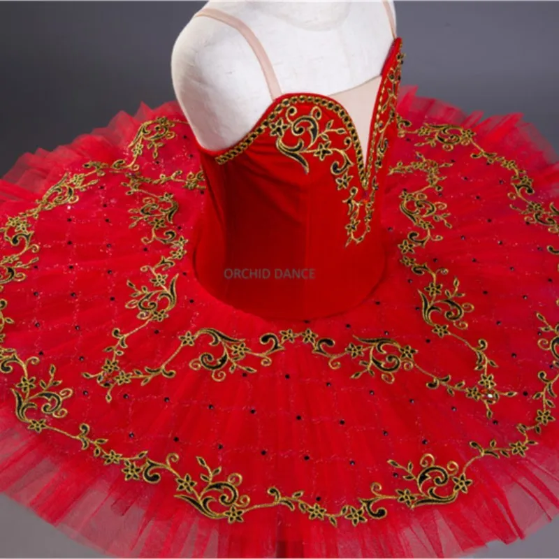 High Quality Kids Girls Red Velvet Ballet Dance Costumes Child Dance Performance Tutu