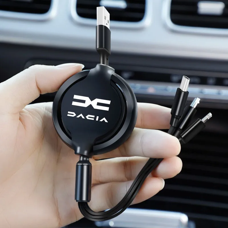 

3 in 1 Retractable Multi Fast Charging Charger Micro USB Type-C Cable For Dacia Logan Sandero Duster Spring Jogger Accessories
