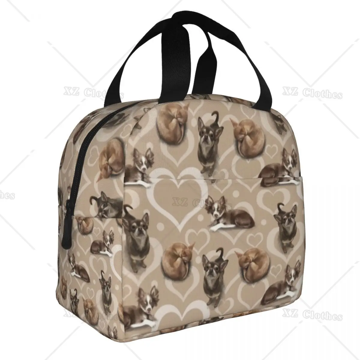 Bolsa de almuerzo con patrón de cachorro de Chihuahua para mujeres y hombres, Linda caja térmica portátil para amantes de los perros, enfriador para acampar, viaje