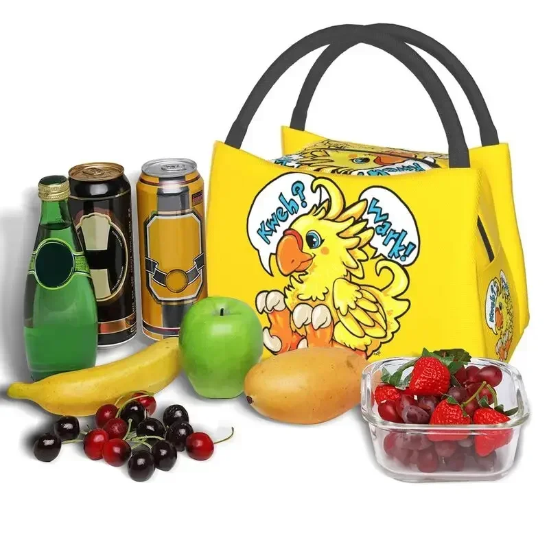 Chocobo Final Fantasy Thermal Insulated Lunch Bag Women Video Game Portable Lunch Tote for Office Outdoor Storage Meal Food Box