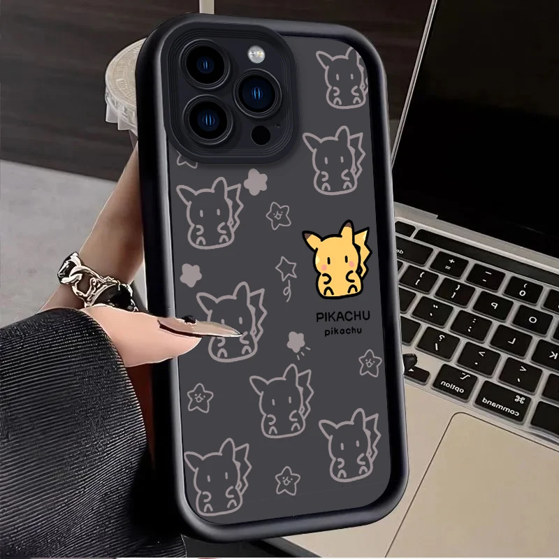 حافظة بوكيمون بيكاتشو جيجليبف لهاتف آيفون 16 E 15 14 13 12 Mini 11 Pro Max XS X 8 7 Plus SE غطاء خلفي من السيليكون الناعم السائل #5