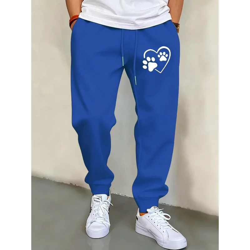 

Footprints In Love Heart Design Men Pants Fashion Trousers Drawstring All-Match Sweatpants Man Hip Hop Soft Pant
