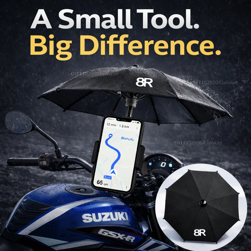 

For SUZUKI GSX-8R Motorcycle Phone Umbrella Holder Waterproof Sunshade Anti Glare Rainproof Handlebar GPS Mount
