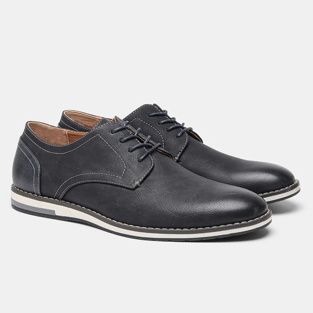 Men\'s Casual Business Leather Shoes Men Fashion Lace-up Derby Shoe Mens Light Comfortable Outdoor Driving Flats