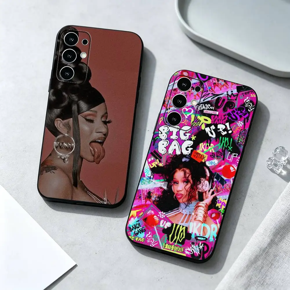 C-Cardi B Viral Rapper Artistic Phone Case For Samsung S25,S24,S21,S22,S23,S30,Ultra,S20,Plus,Fe,Soft Silicone Black Cover