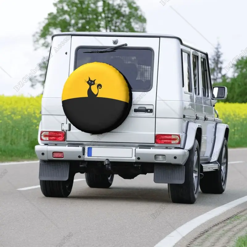 Black Cat Hill Spare Tire Cover for Jeep Grand Cherokee Cartoon Kitten 4WD 4x4 SUV Car Wheel Protectors 14\
