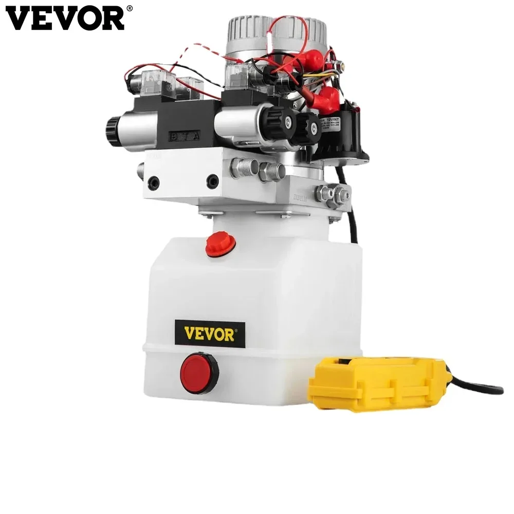 VEVOR 12V DC Double Acting  Solenoid Hydraulic Power Pack Car Jack With 4.5L Tank Reservoir Dump Trailer Electric Lifting Tools