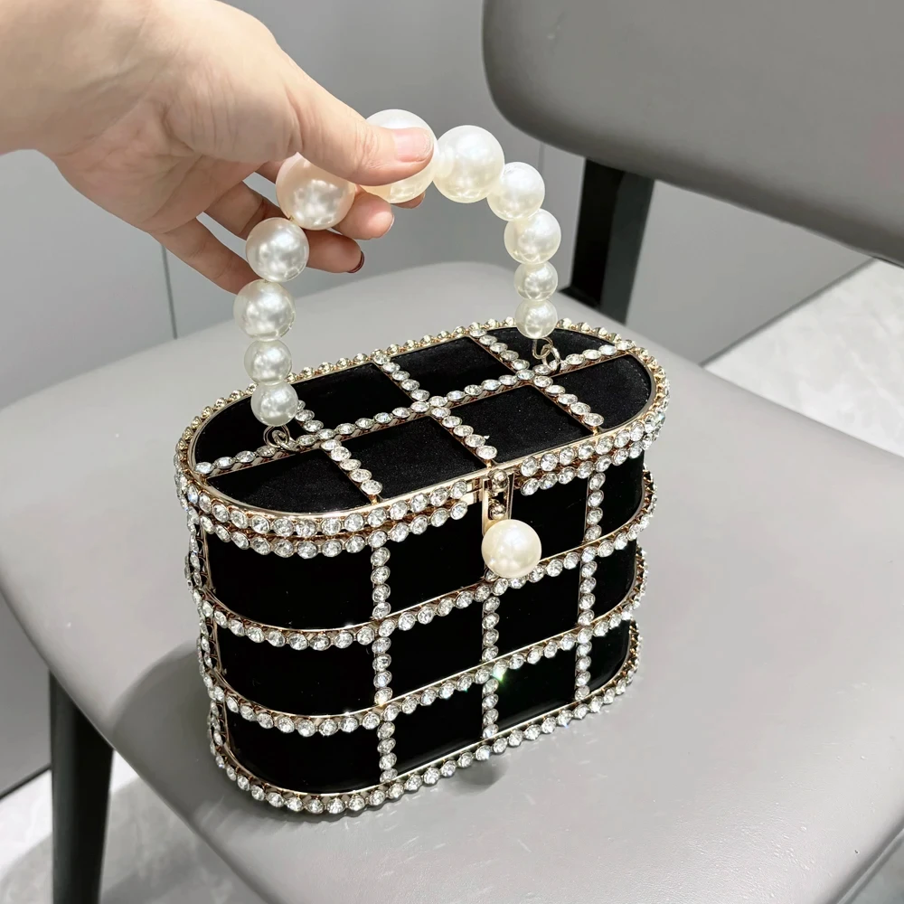 Imagem -06 - Cristal Brilhante Rhinestone Handle Evening Clutch Bolsa Bolsas de Luxo Bolsa de Ombro Bolsa de Embreagem Bolsa de Balde