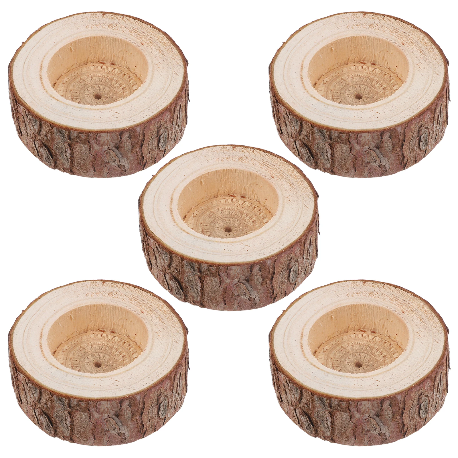 

5pcs lesticks Vintage Tree Stump Tealight Bark Holder Wooden C Holder Photography Props Ideal C Dinner