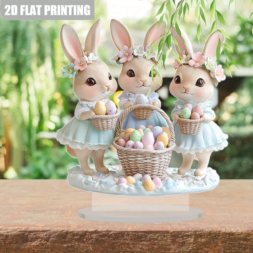 1 Piece, Easter Bunny Acrylic 2D Desktop Ornament (7 Inches X7.87 Inches), Multi-Purpose Window