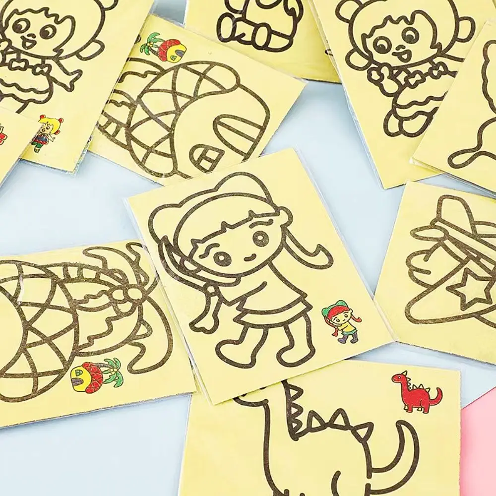 브러쉬 아트 페인팅 모래 그림 세트 종이 모래 예술 어린이 색칠하기 책 수공예품 낙서 그림 그리기 색칠 장난감