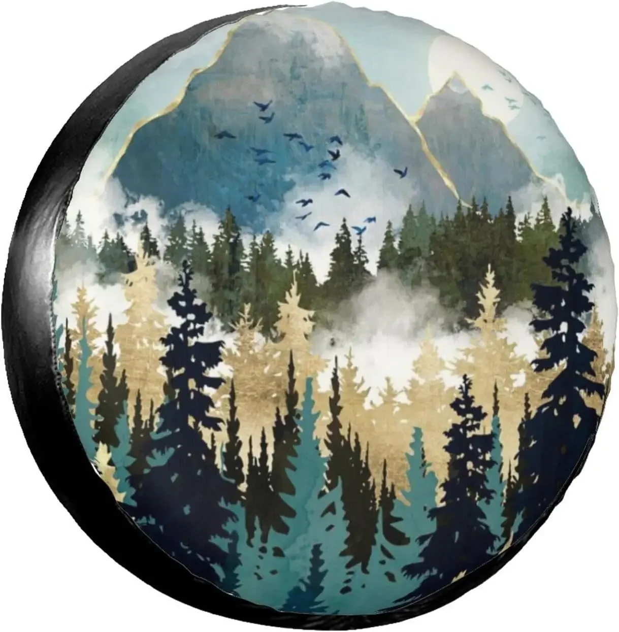 Abstract Mountain Forest Landscape Spare Tire Cover Weatherproof Dust-Proof Tire Covers Fit for RV Truck SUV Motorhome Travel