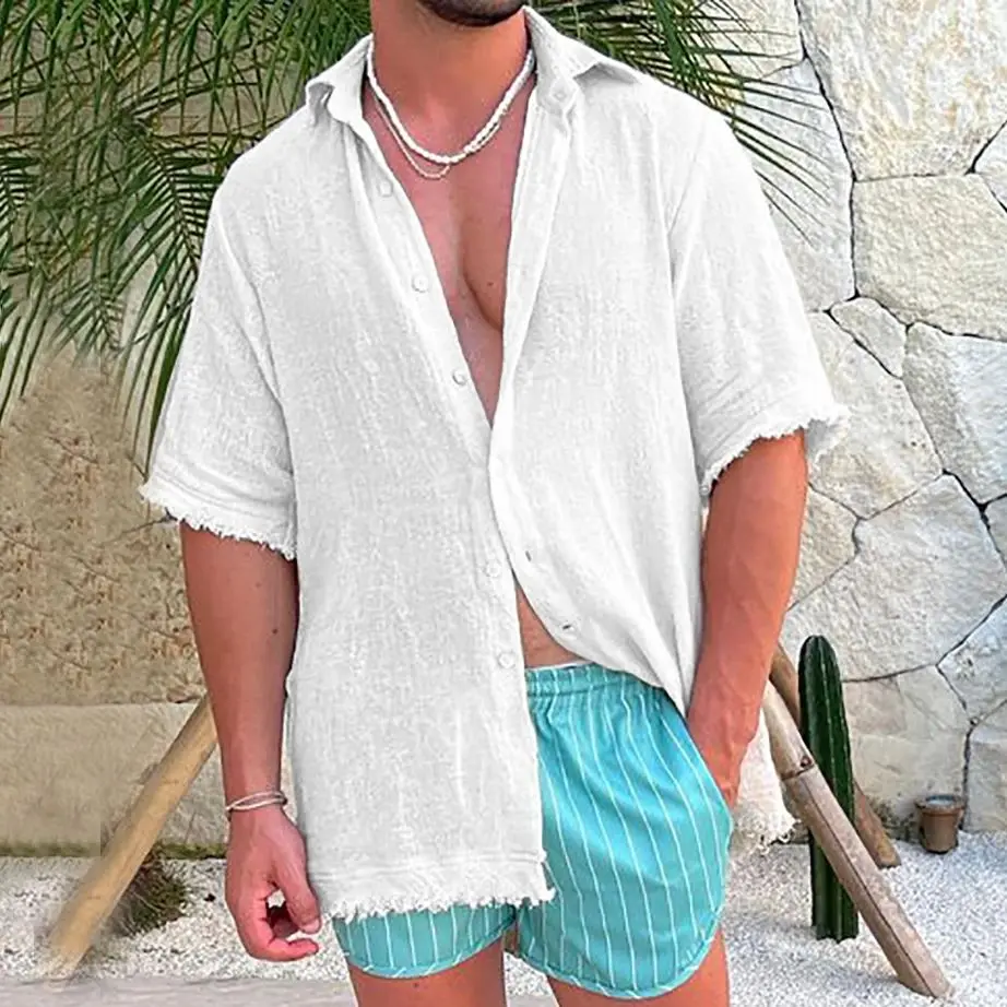 Men's Shirt Long Sleeve Regular Fit Men Casual Beach Loose Single Breasted Shirt Leisure Spring Summer Male Blouse Shirt