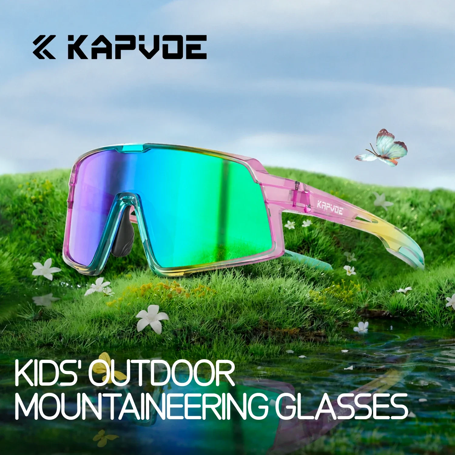 Kapvoe Lightweight Children Sports UV400 Cycling Glasses Modern Sunglasses Kids MTB Glasses Driving Baseball Sunglasses Goggles