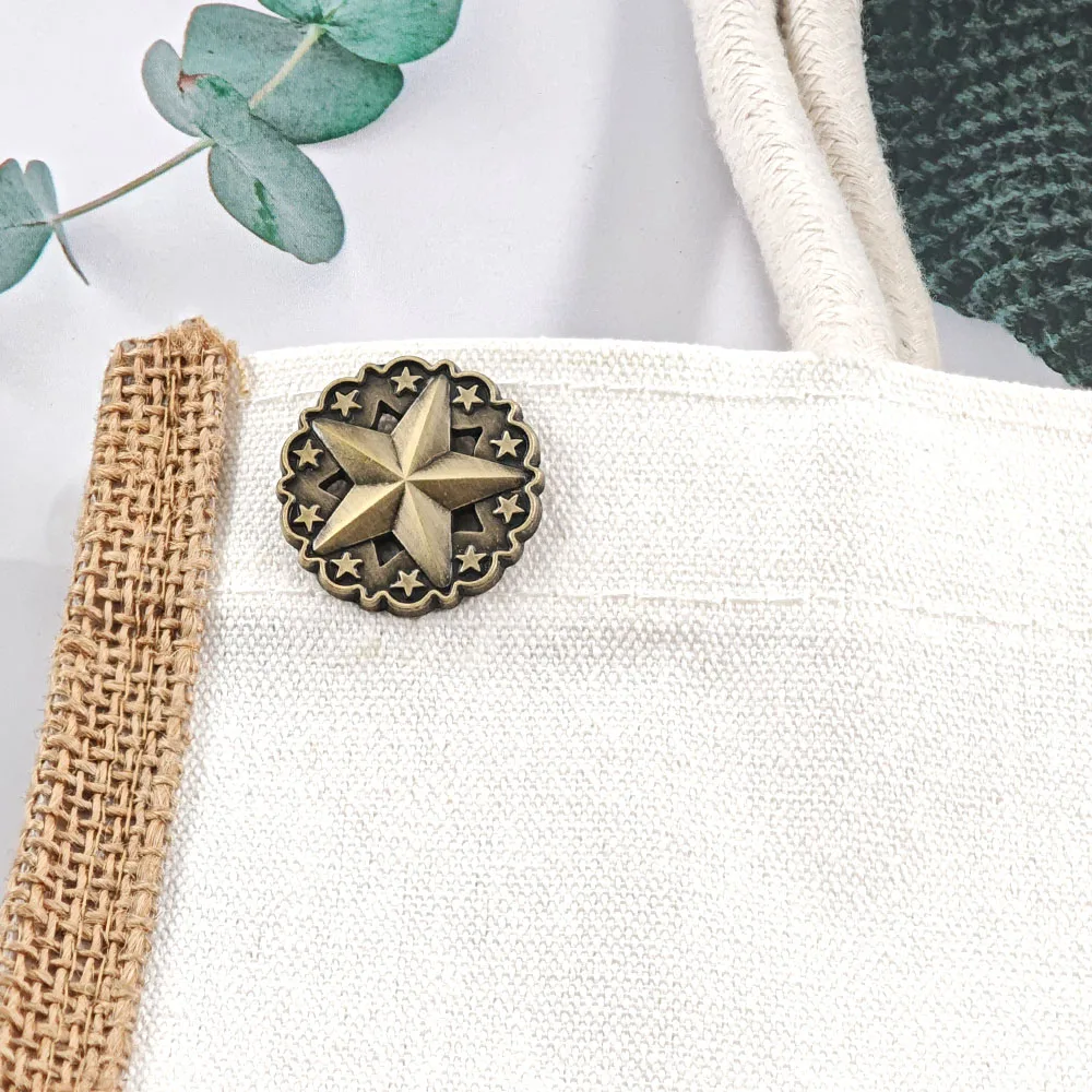 Vintage Texas Lone Star Brosche, antike Bronze, Western-Cowboy-Emaille-Anstecknadel, Retro-Metallabzeichen, ausgehöhltes Pentagramm, Reversnadel, Geschenk – Detail 7