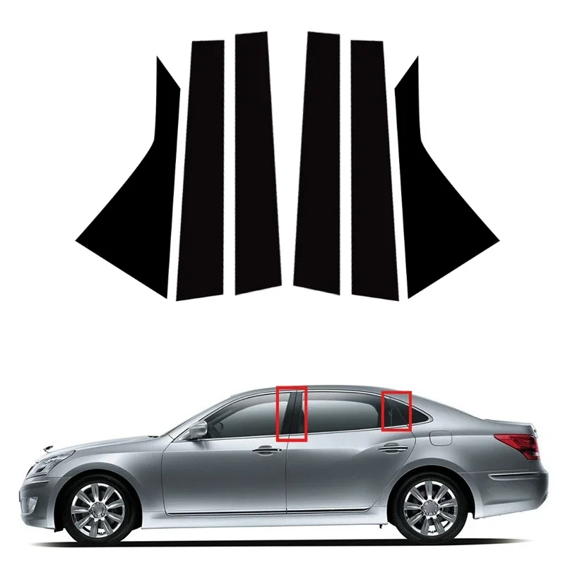 

Complete 6Pcs Glossy Black B & C Pillar Cover Set For Hyundai Equus 2011-2017 Door Window Molding Cover Trim Kit Stickers Decal