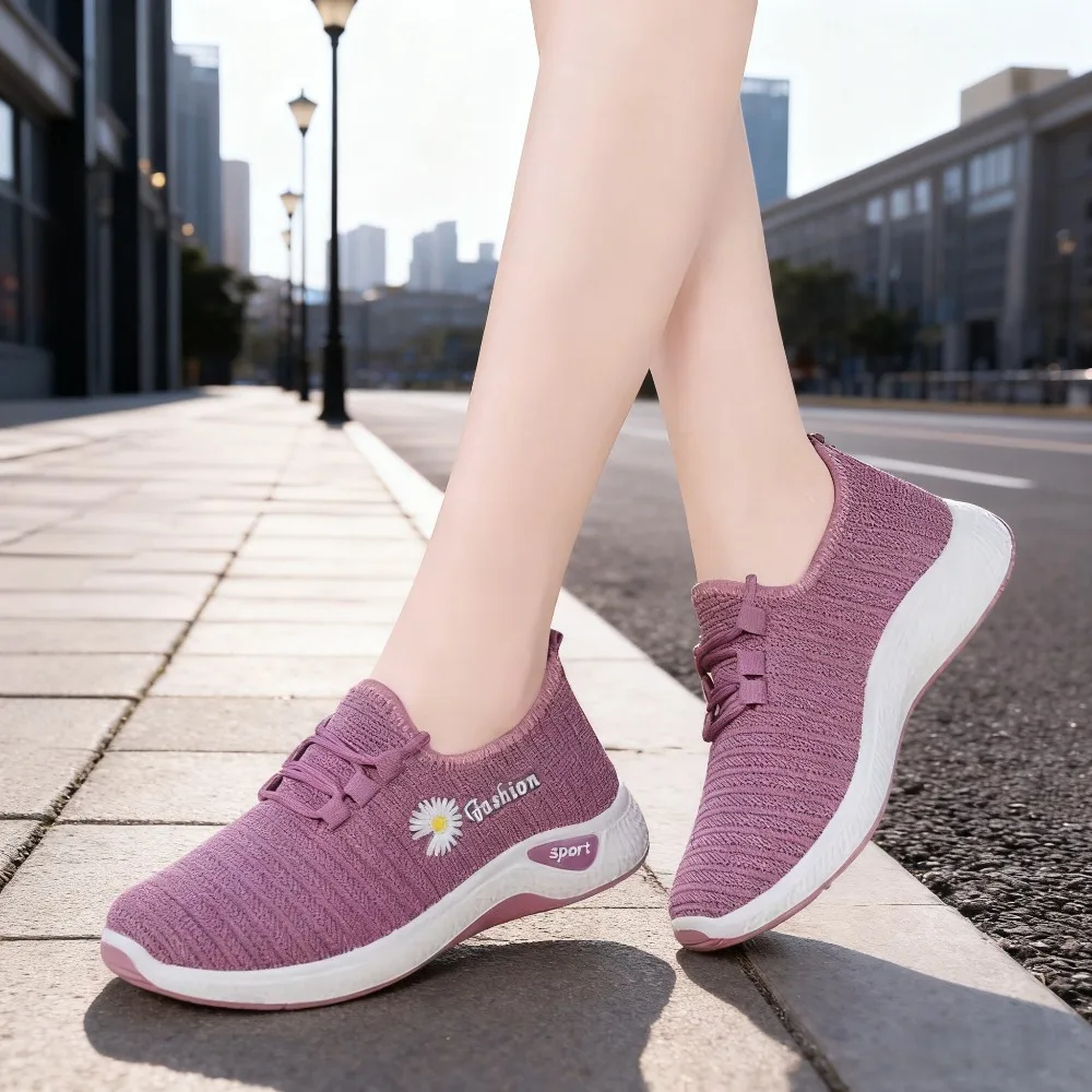النساء أحذية تنفس سيدة شقة الصيف أحذية رياضية بيضاء تنفس أحذية امرأة الإناث شبكة أحذية رياضية النساء حذاء مسطح 2025 #3