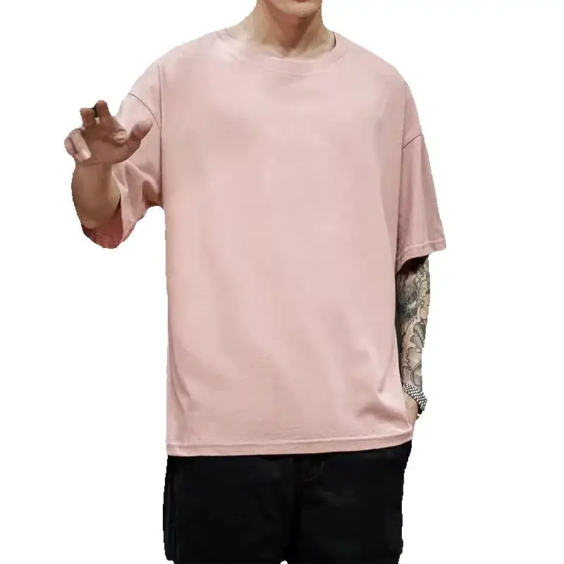 New Summer Men\'s T Shirt Fashion Solid Basic Loose Hip Hop Short Sleeve T-Shirts For Men Women Casual Cotton Streetwear Top Tees