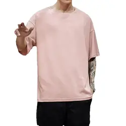New Summer Men's T Shirt Fashion Solid Basic Loose Hip Hop Short Sleeve T-Shirts For Men Women Casual Cotton Streetwear Top Tees